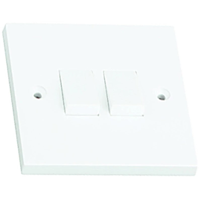 Switch Plate Square Edge 2 Gang 2 Way 6A White 1pc