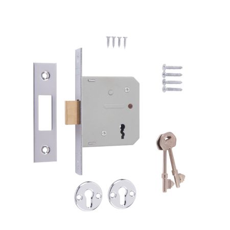 5 Lever Deadlock 64 mm Satin Chrome