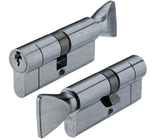 Euro Thumbturn Cylinder 5Pin 25-65mm (100) Satin Chrome