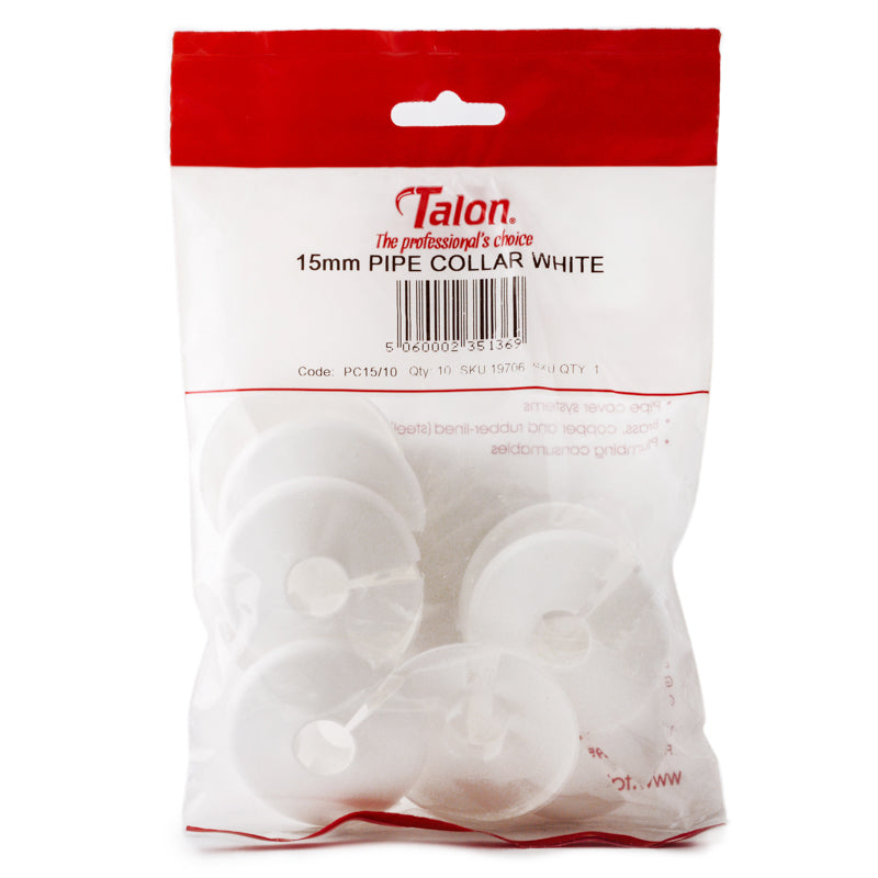Talon Pipe Collar 15mm White 10 Pack