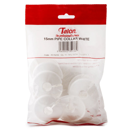 Talon Pipe Collar 15mm White 10 Pack