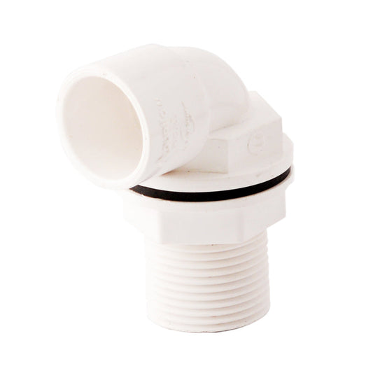 Solvent Weld Overflow Tank Connector 21.5mmBent White Each
