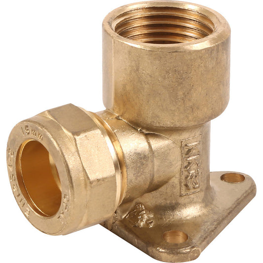 Compression Wallplate Elbow 15mm x 1/2"