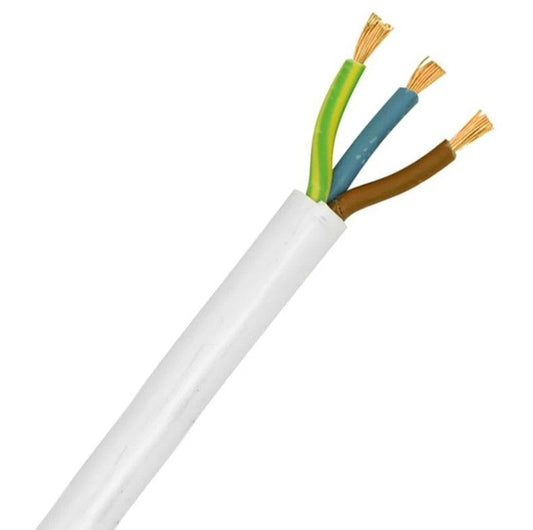 2.5MM WHITE 3-CORE PVC HAR H05VV-F - 1m