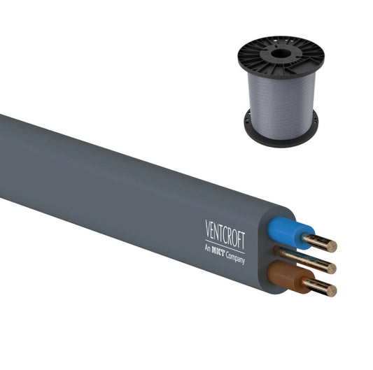 NKT instal 2.5mm Grey 2-Core & Earth PVC Basec 6242Y - 1m