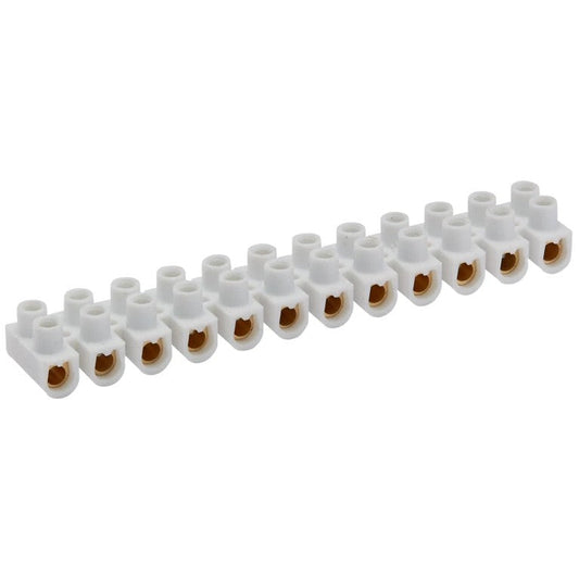 Connector Strip Snap Off Terminal 12 Way 15A White pack of 10 strips