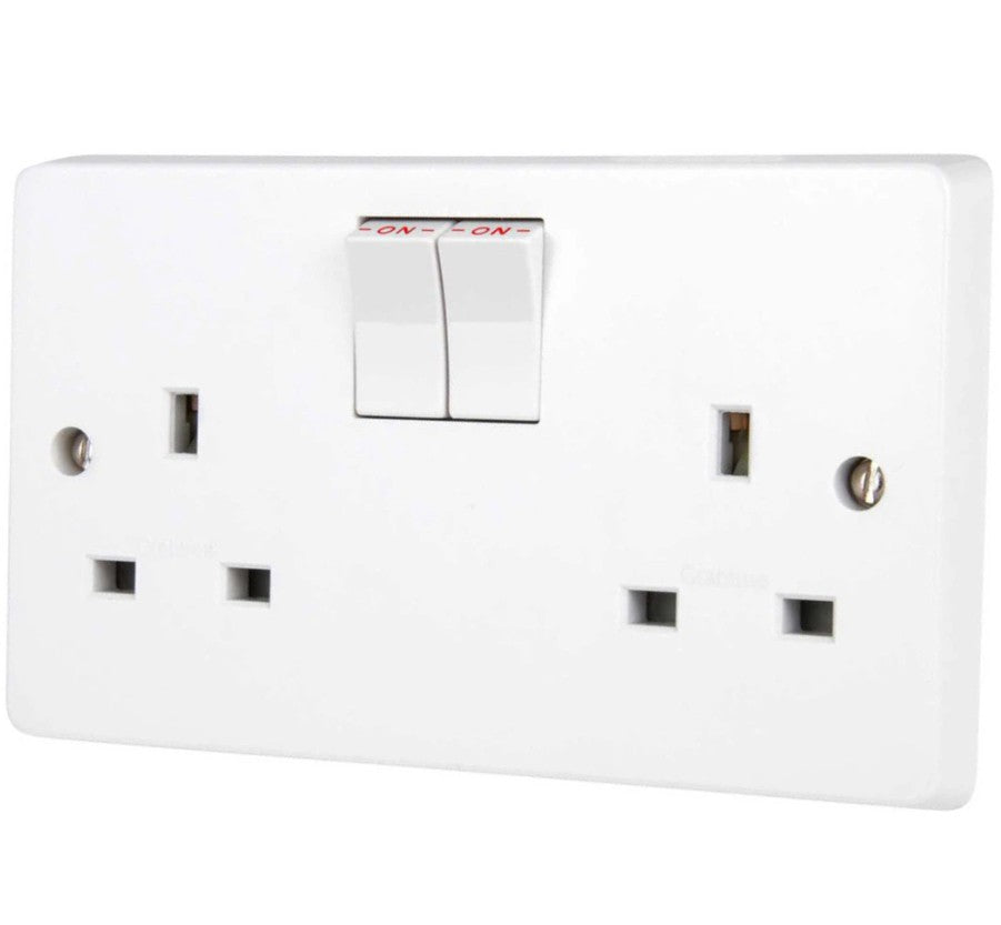 13A 2 Gang Double Pole Switched Socket 1pc