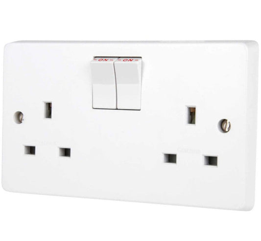 13A 2 Gang Double Pole Switched Socket 1pc