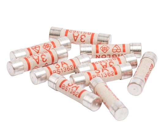 Plug Top Fuse Cylindrical 3A 250V AC 6kA Ceramic (Pack of 10)