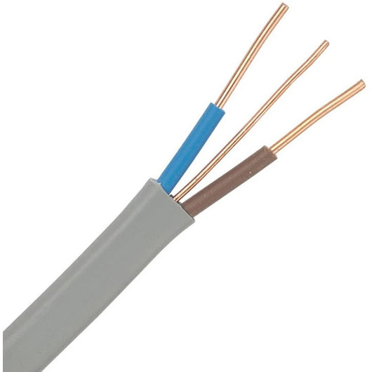 6242YH 6.0mm² Grey PVC Basec Cable 2-Core & Earth 1M