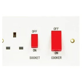 White Square Edge 45A Cooker Control Unit