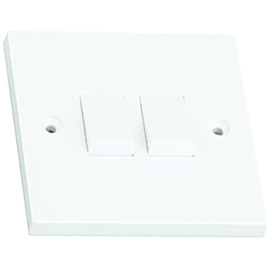 Switch Plate Square Edge 2 Gang 2 Way 6A White 1pc