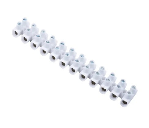 Connector Strip Screw Terminal 12 Way 5A White pack of 10 strips