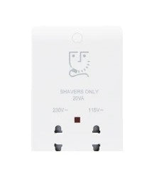 White Slimline Curved Dual Volt Shaver Socket 20Va