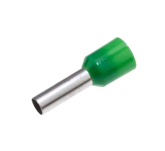 6mm²  Pre-Insulated Crimp Bootlace Ferrule 12mm Green pack of 100pcs
