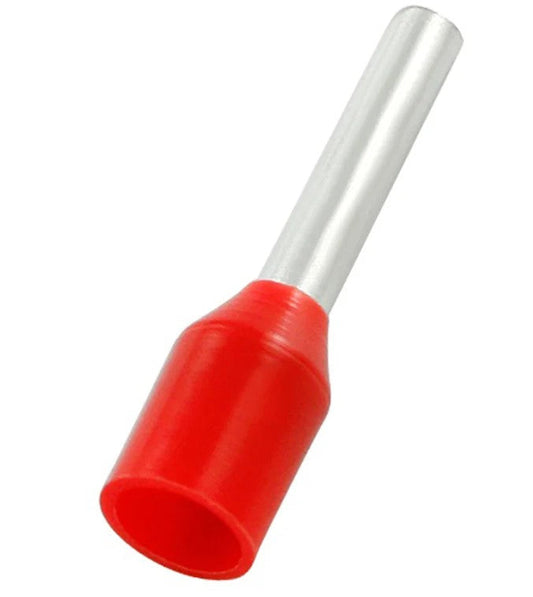 1mm² Pre-Insulated Crimp Bootlace Ferrule 8mm Red pack of 500pcs