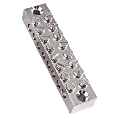 Earth Block 8 Way Main Terminal Nickel Plated Brass