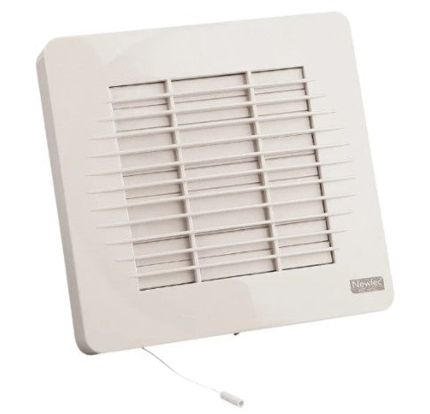 Wall/Window Axial Fan Standard 150mm White with Pullcord+Auto Shutter