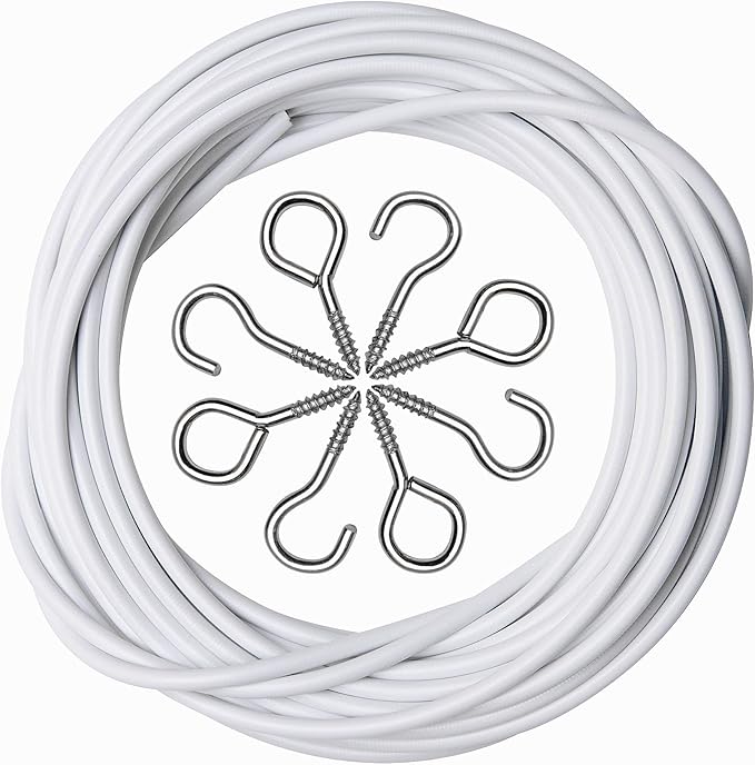 1m Net Curtain Wire and Hooks Set