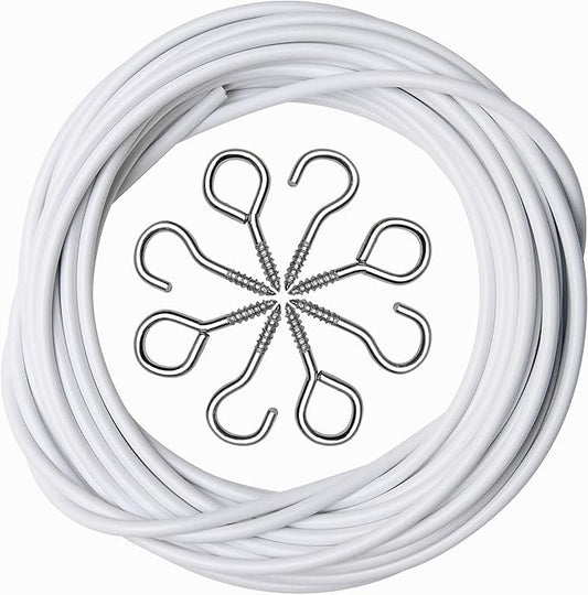 1m Net Curtain Wire and Hooks Set