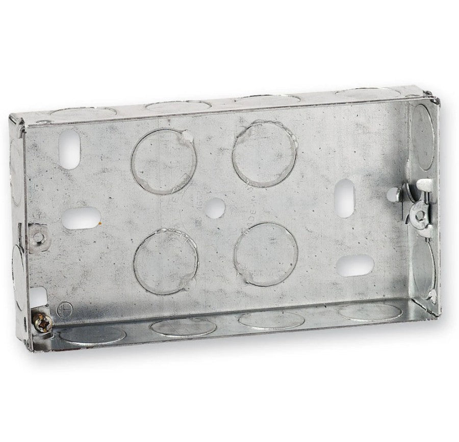 Mounting Box Flush 2 Gang 25mm Depth Galvanised 1pc