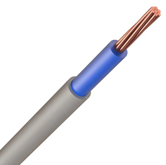 16.0mm Grey/Blue PVC Double Insulated Basec Cable 1-Core Tails 1m