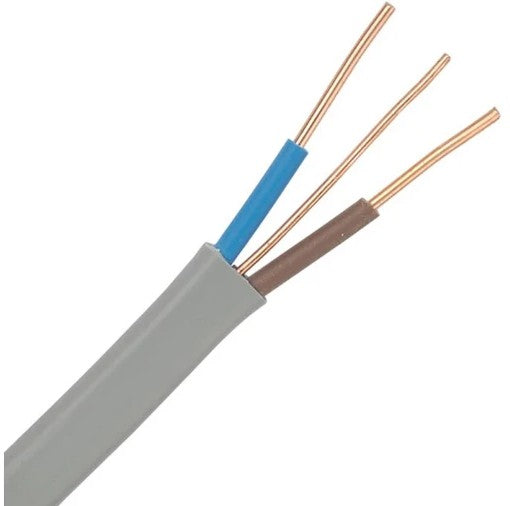 10mm² Grey PVC Basec Cable 2-Core & Earth 1M