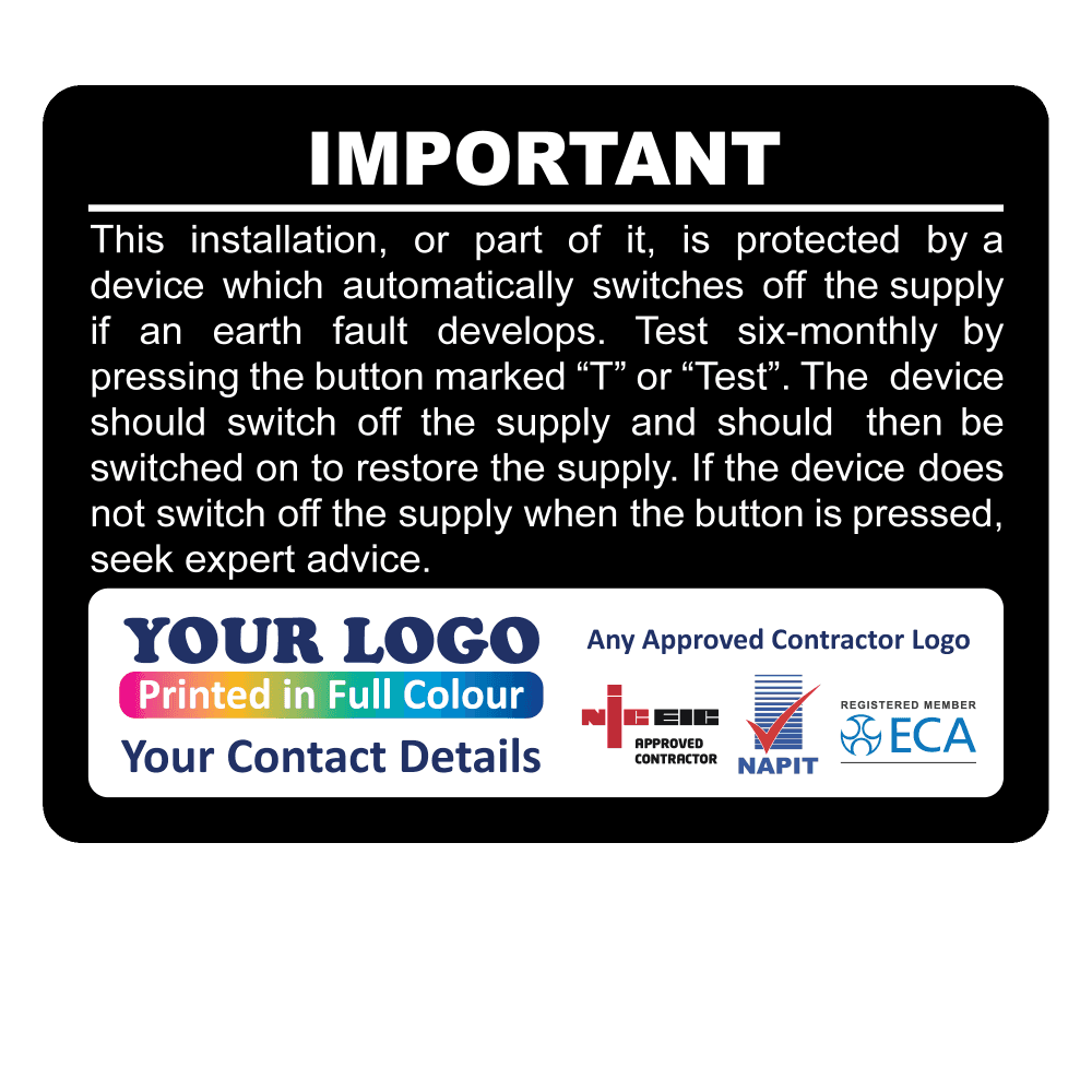 Personalised RCD Test Label - 8pcs