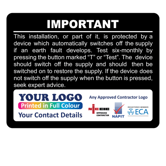Personalised RCD Test Label - 8pcs