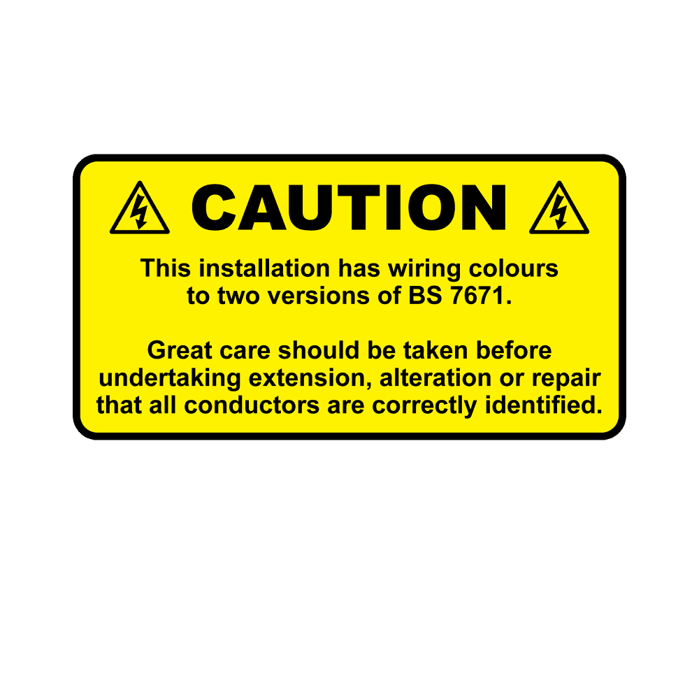 Caution Cable Colour Harmonisation Wiring Label - 9pcs