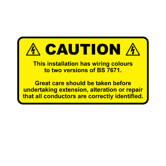 Caution Cable Colour Harmonisation Wiring Label - 9pcs
